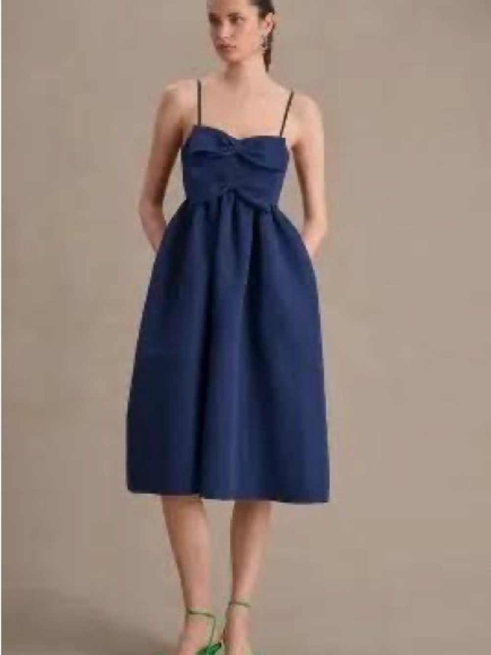 SACHIN & BABI SLOANE TAFFETA DOUBLE-BOW PLEATED MIDI DRESS